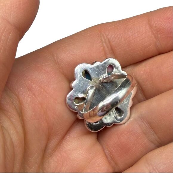 Kingman Pink Dahlia Flower Cluster Ring Size 7 Solid 925 Sterling Silver - Picture 5 of 7